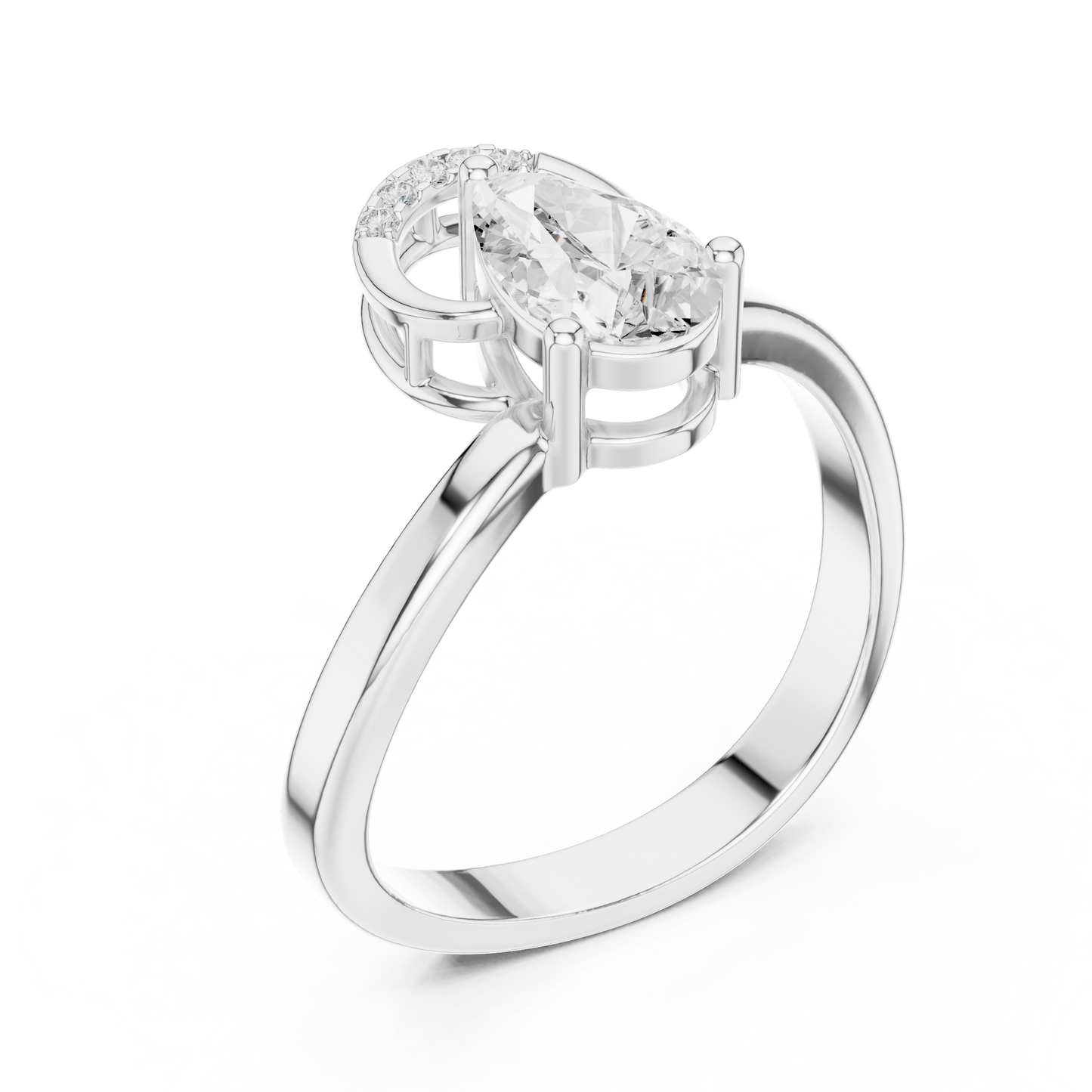 Pear-Shaped Diamond Engagement Ring | Halo & Bypass Band