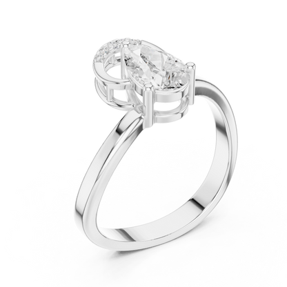 Pear-Shaped Diamond Engagement Ring | Halo & Bypass Band