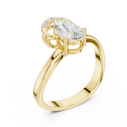 Pear-Shaped Diamond Engagement Ring | Halo & Bypass Band