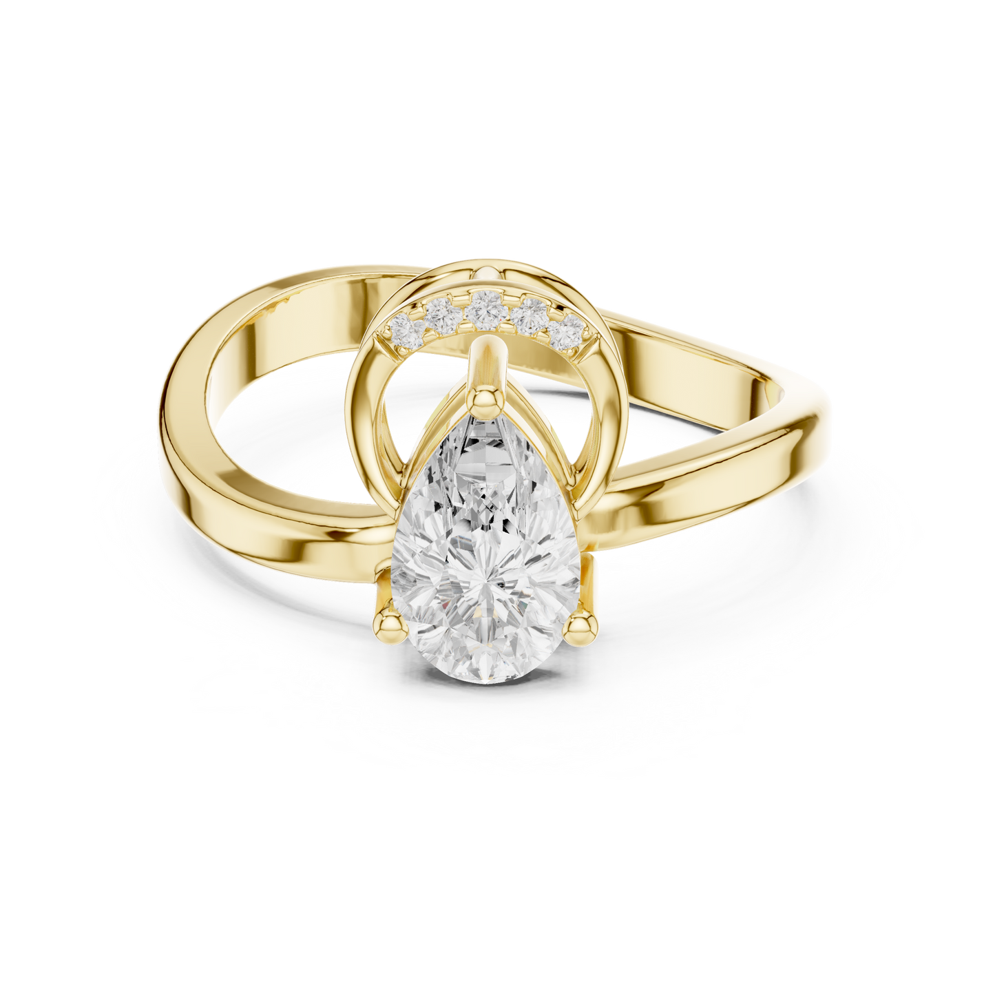 Pear-Shaped Diamond Engagement Ring | Halo & Bypass Band