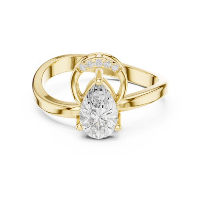 Pear-Shaped Diamond Engagement Ring | Halo & Bypass Band