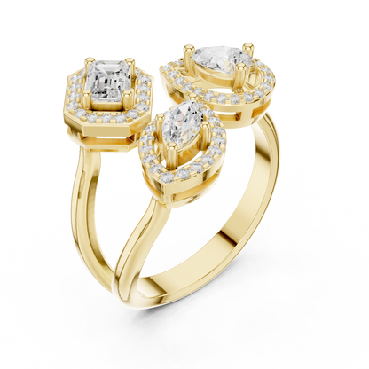 Matisha My Twin Trilogy Ring | Pear, Emerald, and Marquise Cut Diamonds