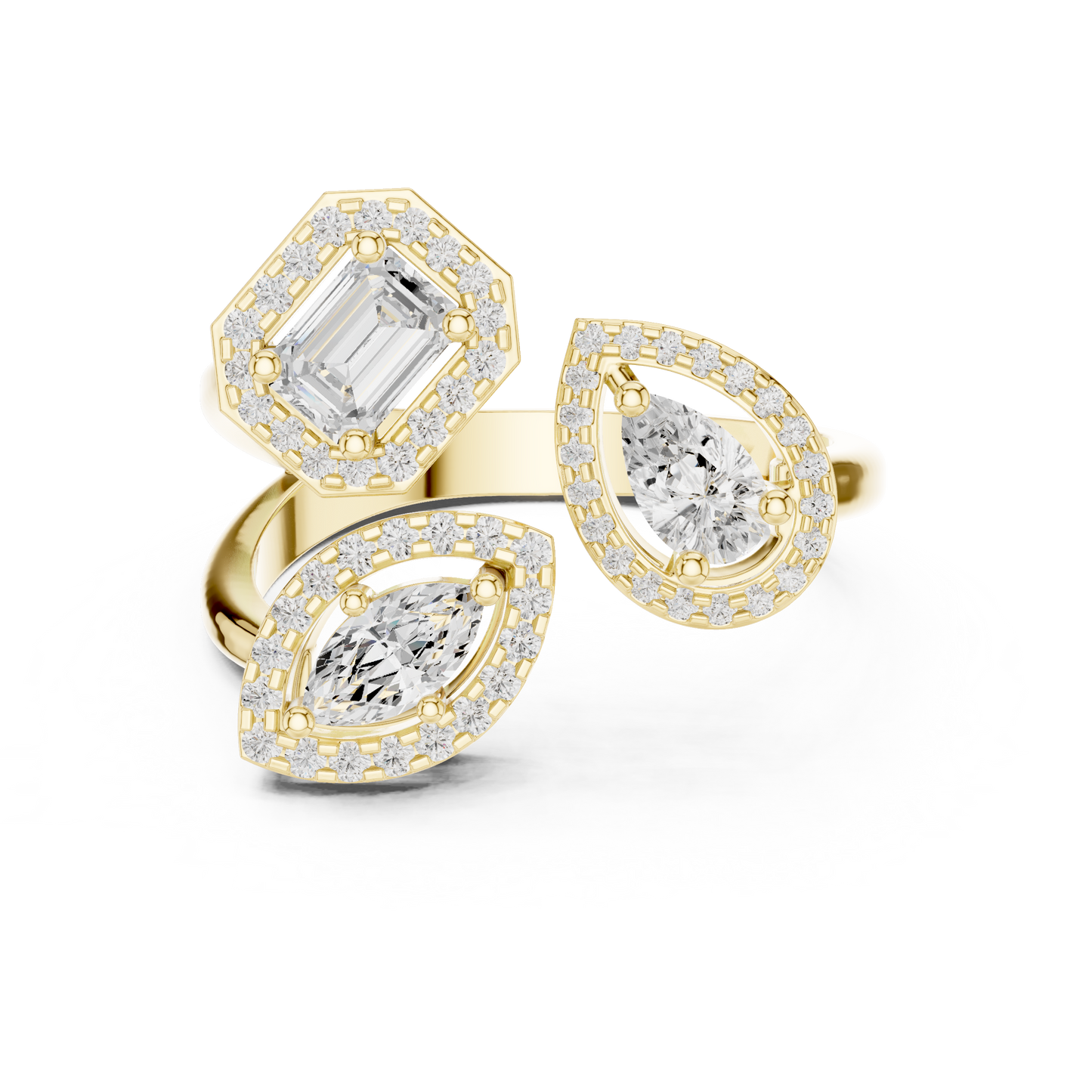 Matisha My Twin Trilogy Ring | Pear, Emerald, and Marquise Cut Diamonds