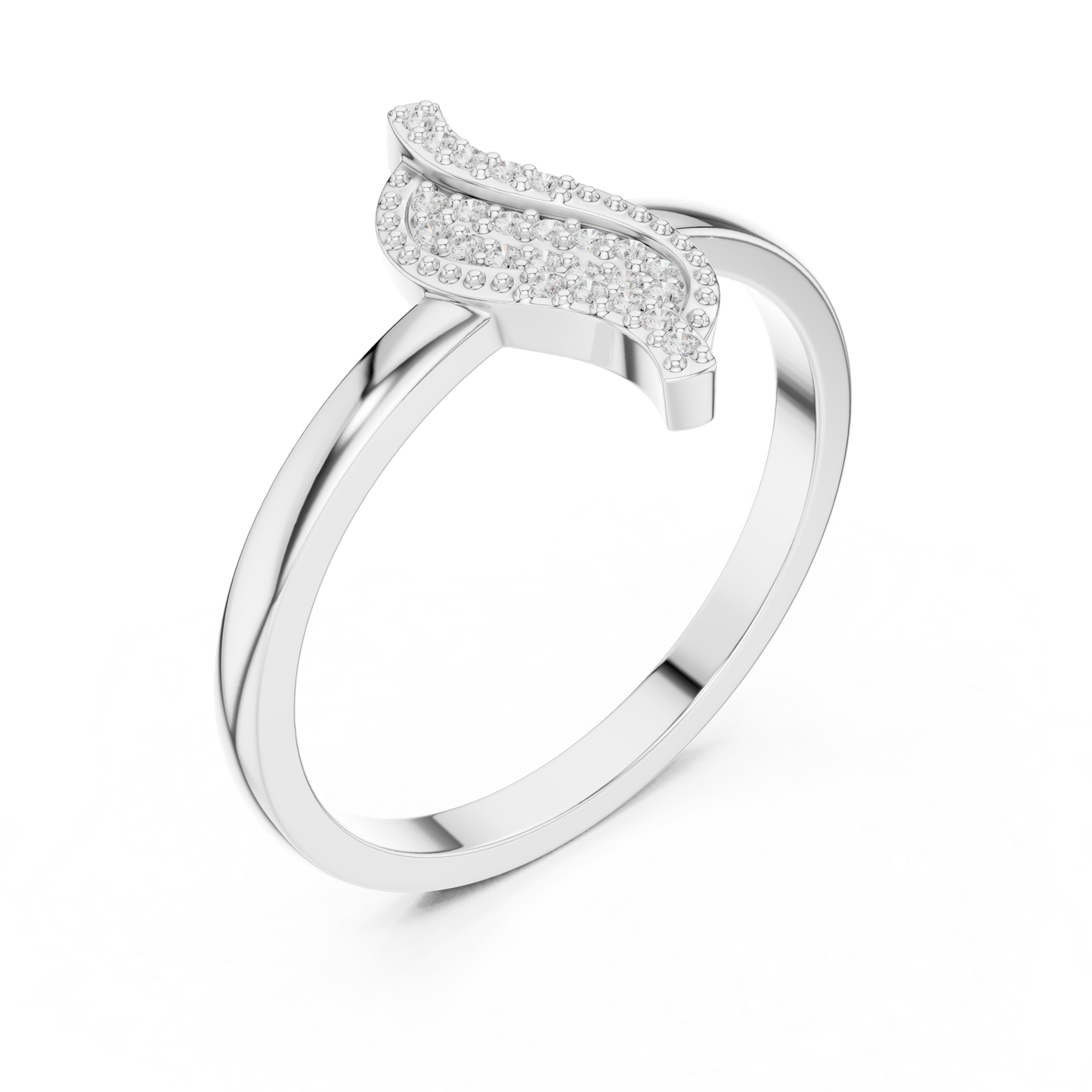 Multi-Diamond Pear-Shaped Bypass Ring | Sterling Silver Fashion Ring