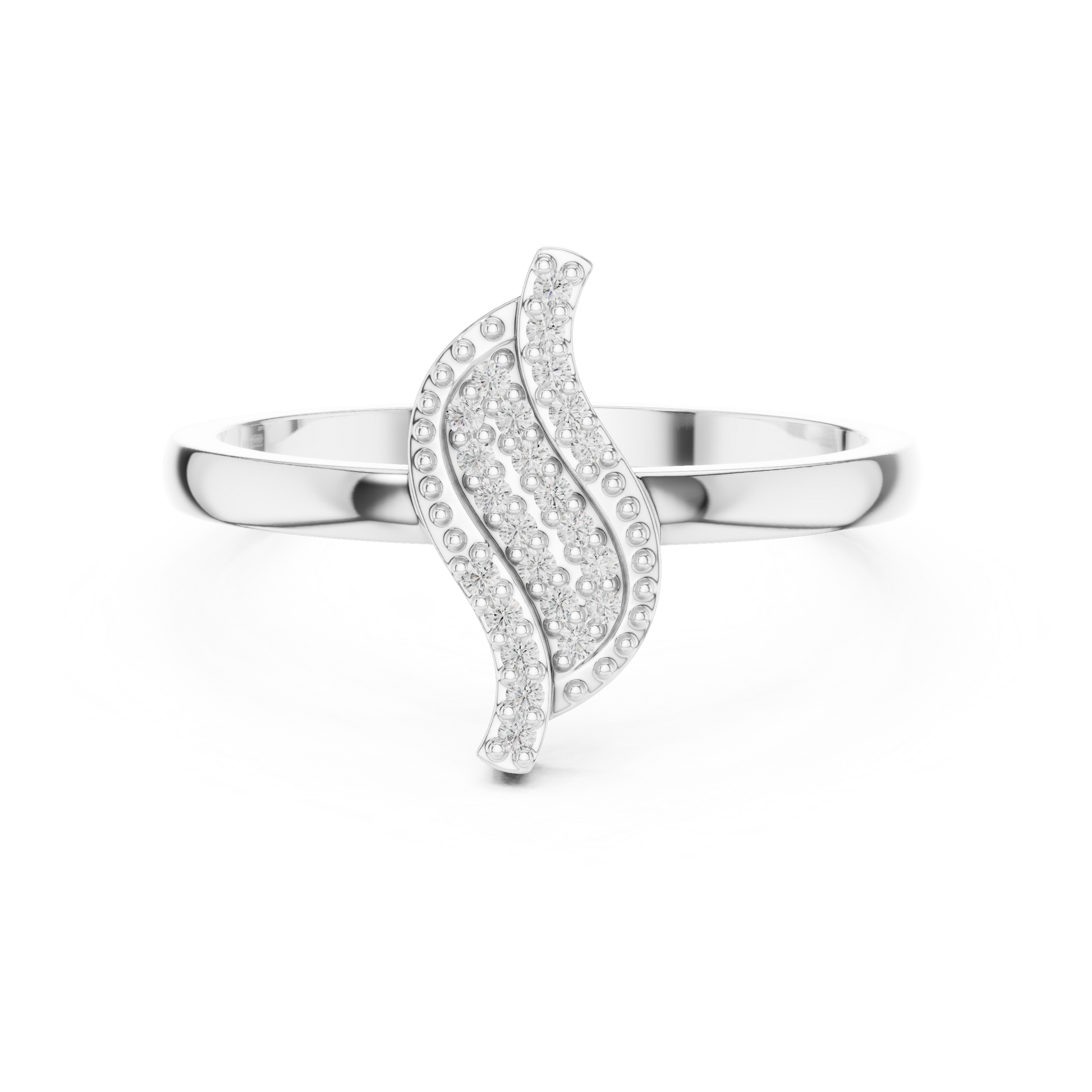 Sterling silver pear-shaped diamond bypass ring

Multi-diamond bypass fashion ring for women

Elegant flowing band ring with pear-shaped diamond accents