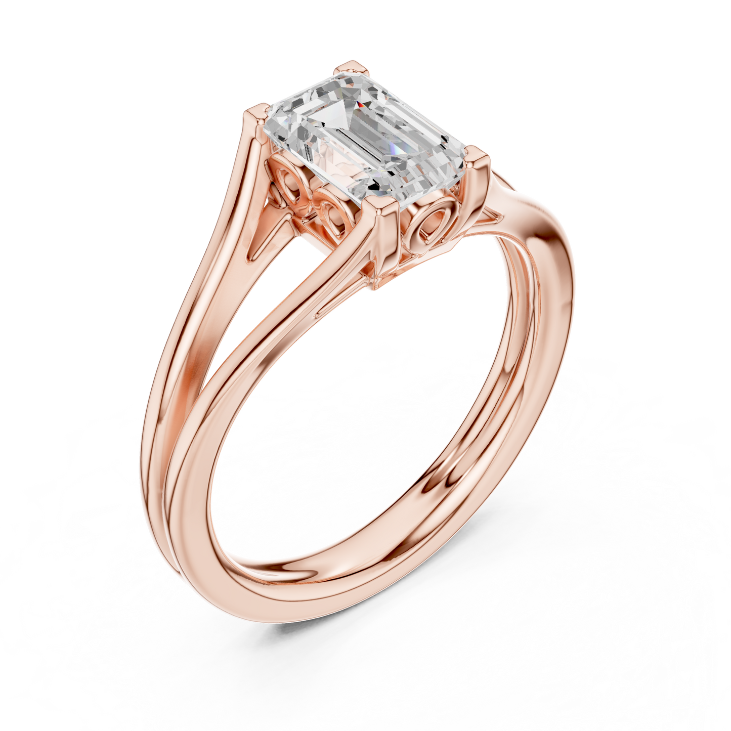 Emerald-Cut Diamond Ring | Split-Shank Engagement or Solitaire