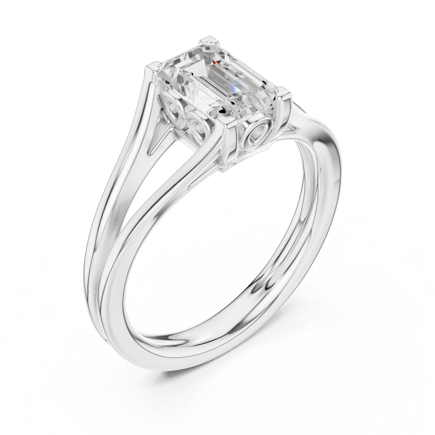 Emerald-Cut Diamond Ring | Split-Shank Engagement or Solitaire