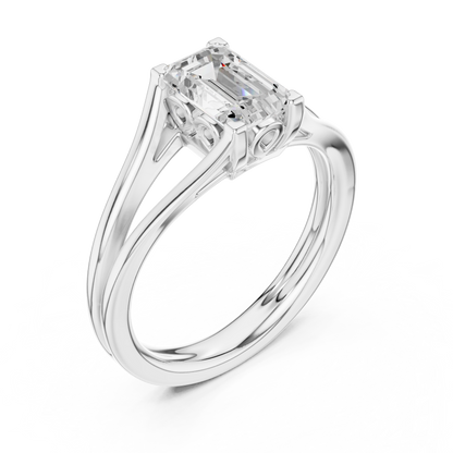 Emerald-Cut Diamond Ring | Split-Shank Engagement or Solitaire