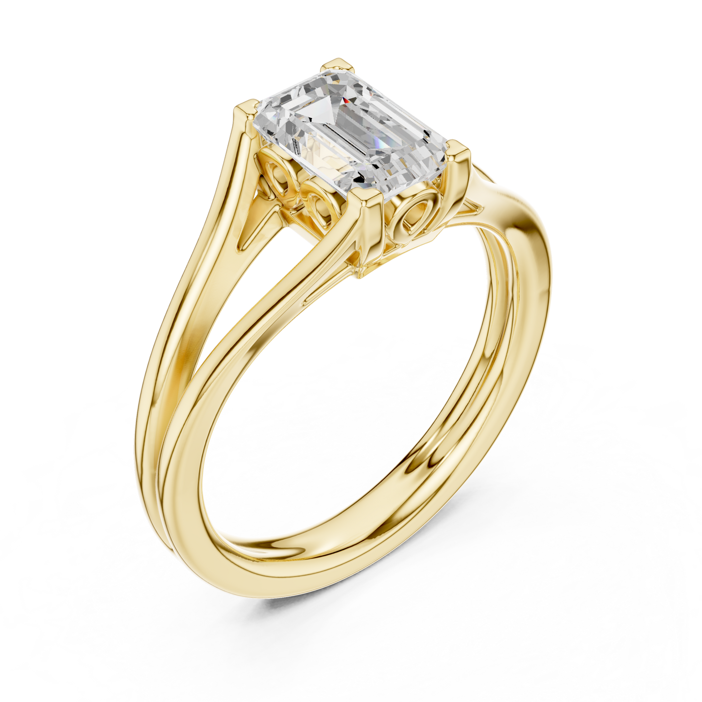 Emerald-Cut Diamond Ring | Split-Shank Engagement or Solitaire