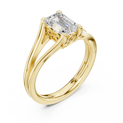 Emerald-Cut Diamond Ring | Split-Shank Engagement or Solitaire