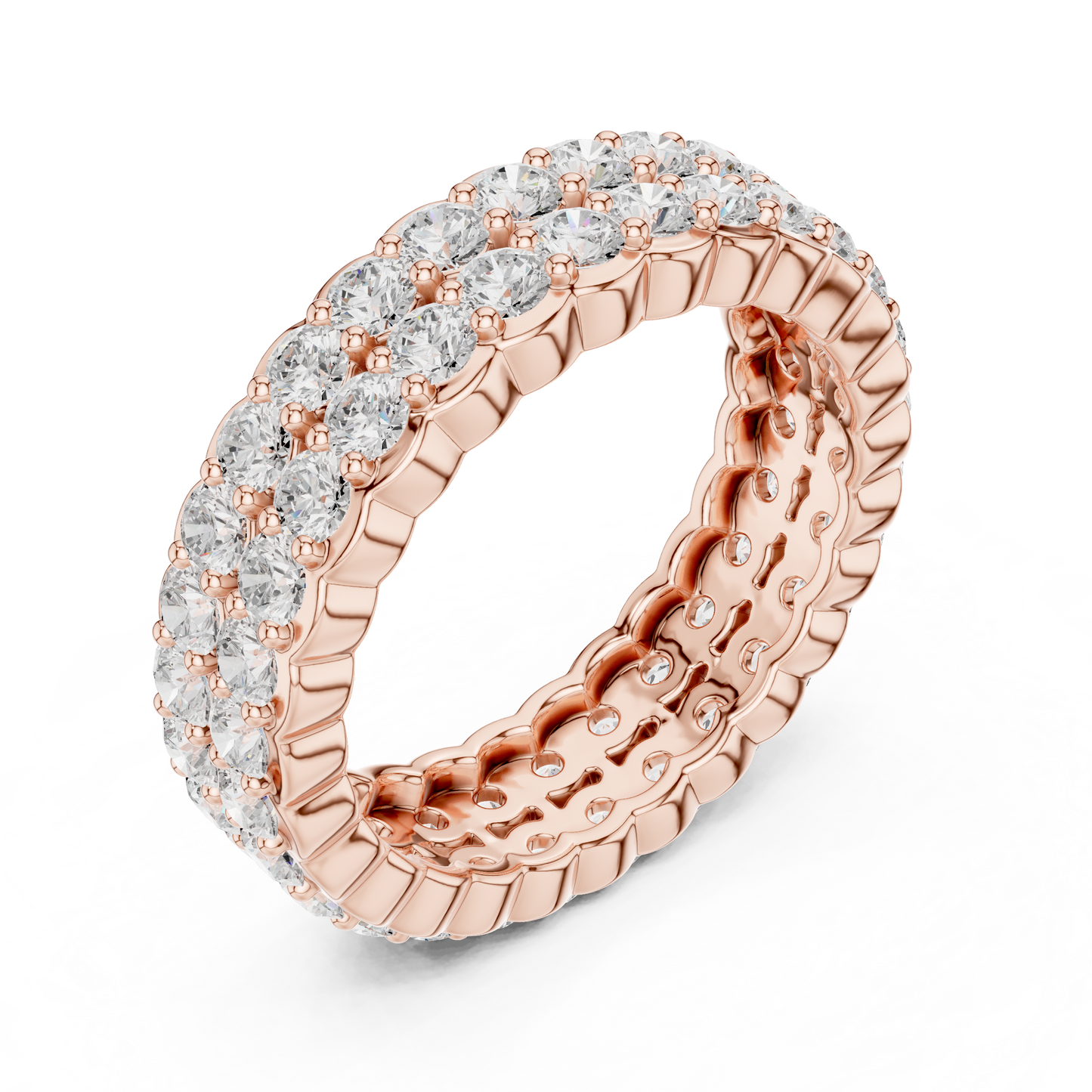 Diamond Pattern Eternity Ring | Alternating Single and Double Diamonds