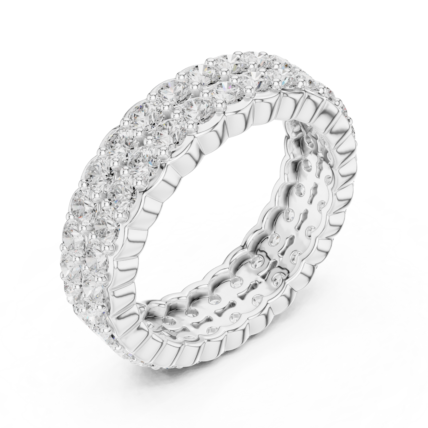 Diamond Pattern Eternity Ring | Alternating Single and Double Diamonds