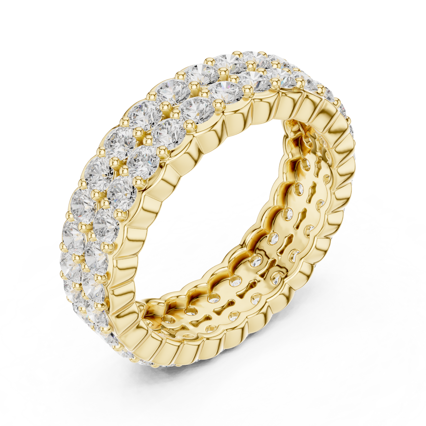 Diamond Pattern Eternity Ring | Alternating Single and Double Diamonds