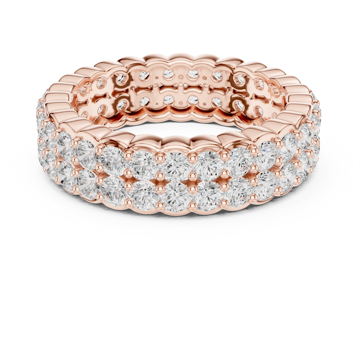 Diamond Pattern Eternity Ring | Alternating Single and Double Diamonds