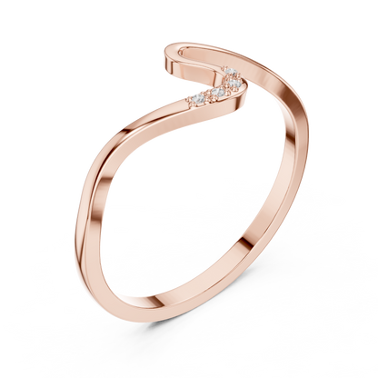 Silver Wave Ring | Elegant Stone-Accented Design