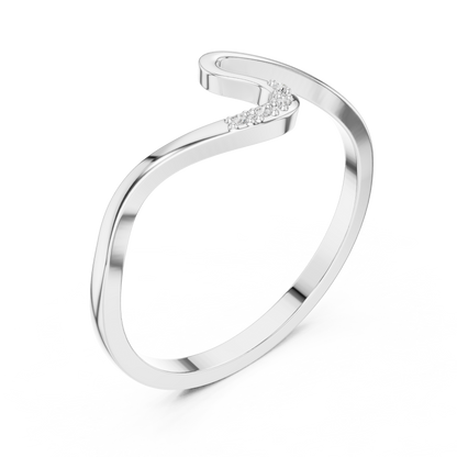 Silver Wave Ring | Elegant Stone-Accented Design