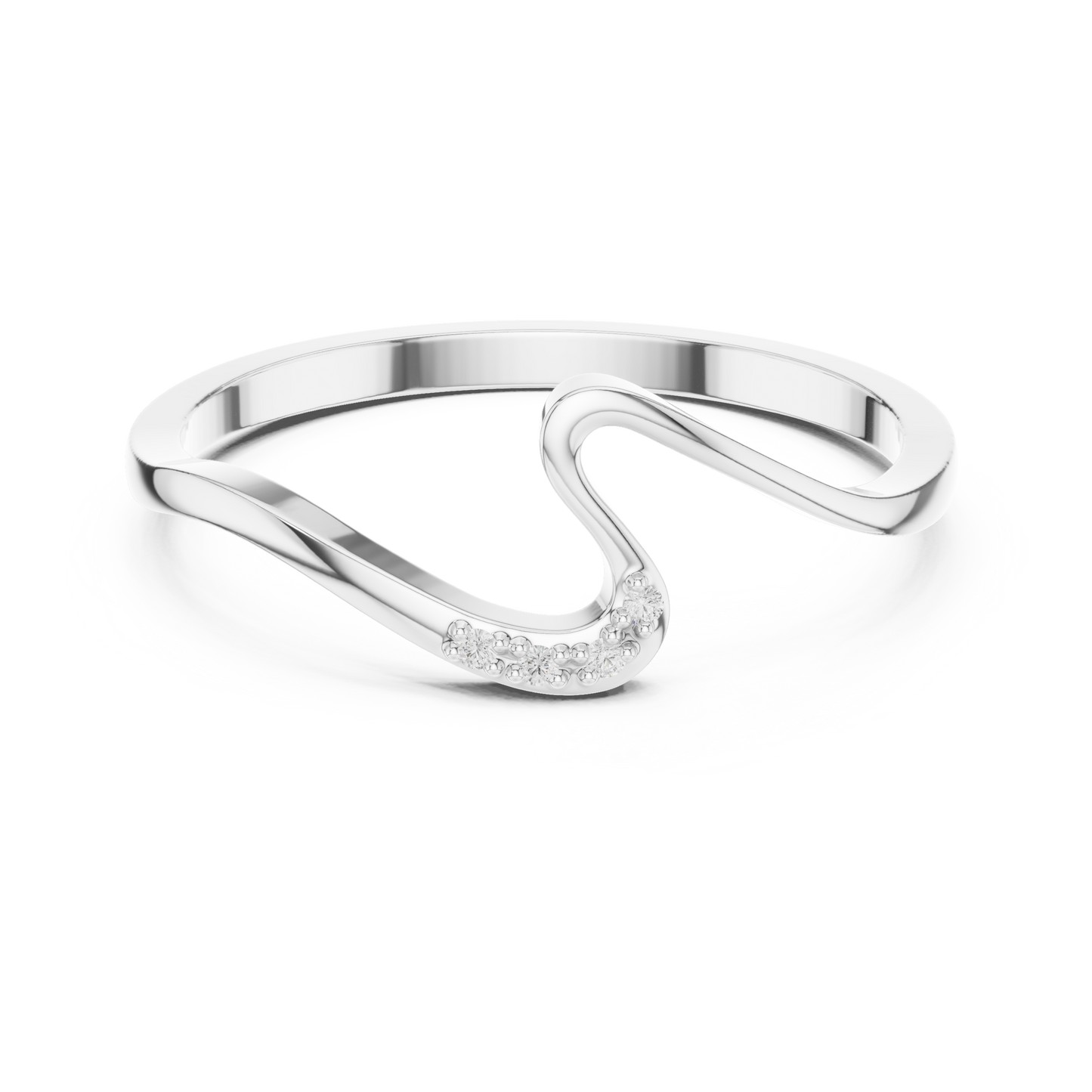 Silver-toned wave ring with small sparkling stones

Modern flowing band ring with stone accents

Elegant women’s silver wave ring with brilliance