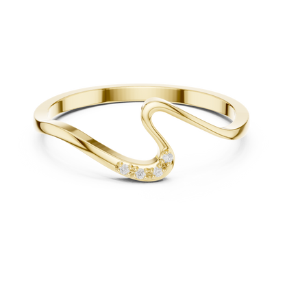 Silver Wave Ring | Elegant Stone-Accented Design