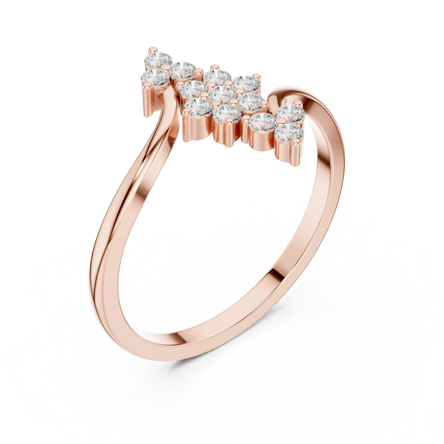 Vighnaharta Lab-Grown Diamond Ring | Sterling Silver Bypass Cluster