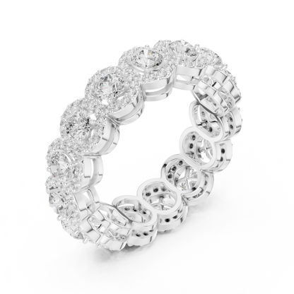 Scalloped Halo Round Diamond Eternity Ring