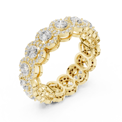 Scalloped Halo Round Diamond Eternity Ring