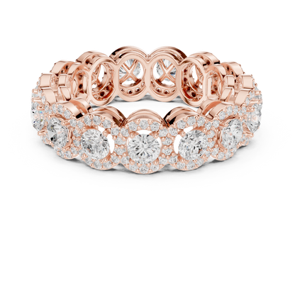 Scalloped Halo Round Diamond Eternity Ring