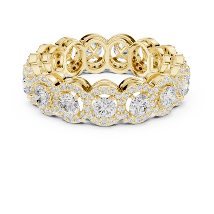Scalloped Halo Round Diamond Eternity Ring