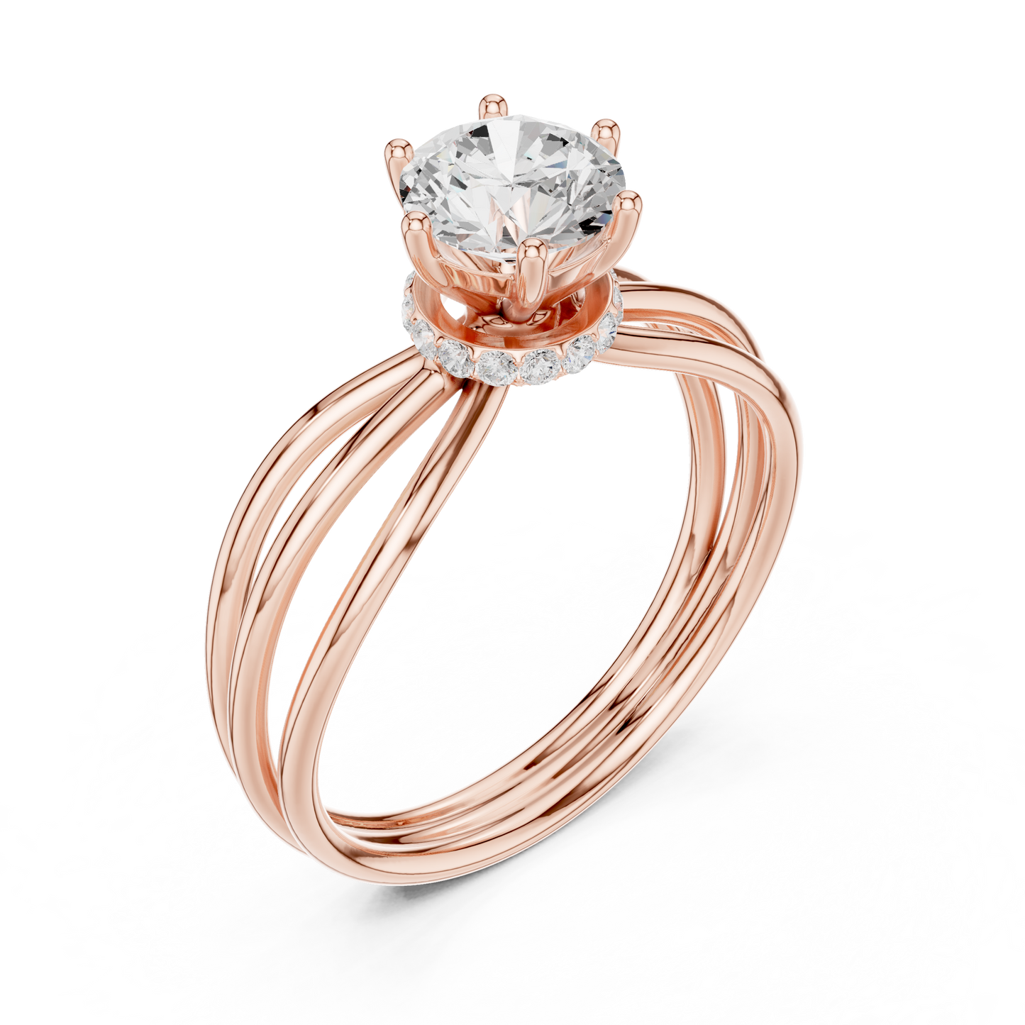 Solitaire Diamond Engagement Ring | Round Brilliant Multi-Band Setting