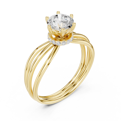 Solitaire Diamond Engagement Ring | Round Brilliant Multi-Band Setting