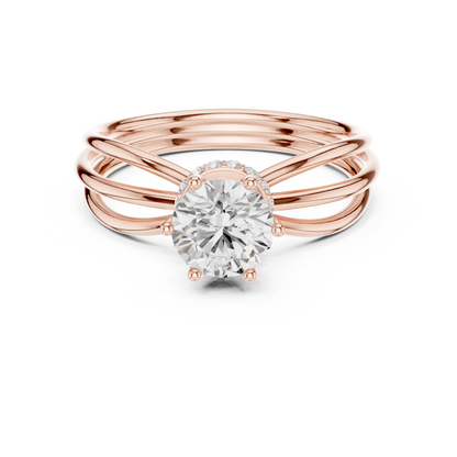 Solitaire Diamond Engagement Ring | Round Brilliant Multi-Band Setting