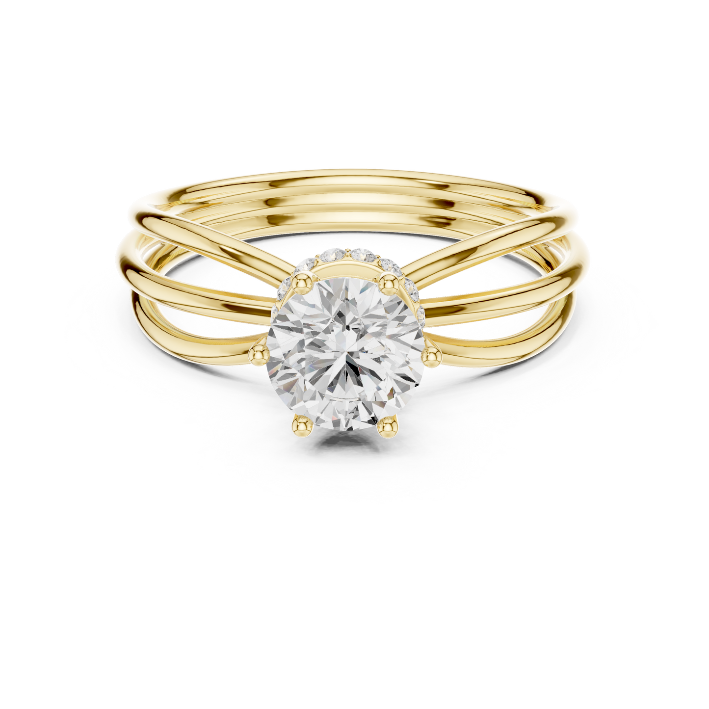 Solitaire Diamond Engagement Ring | Round Brilliant Multi-Band Setting