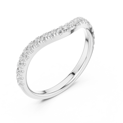 Round Diamond Curved Moissanite Wedding Band