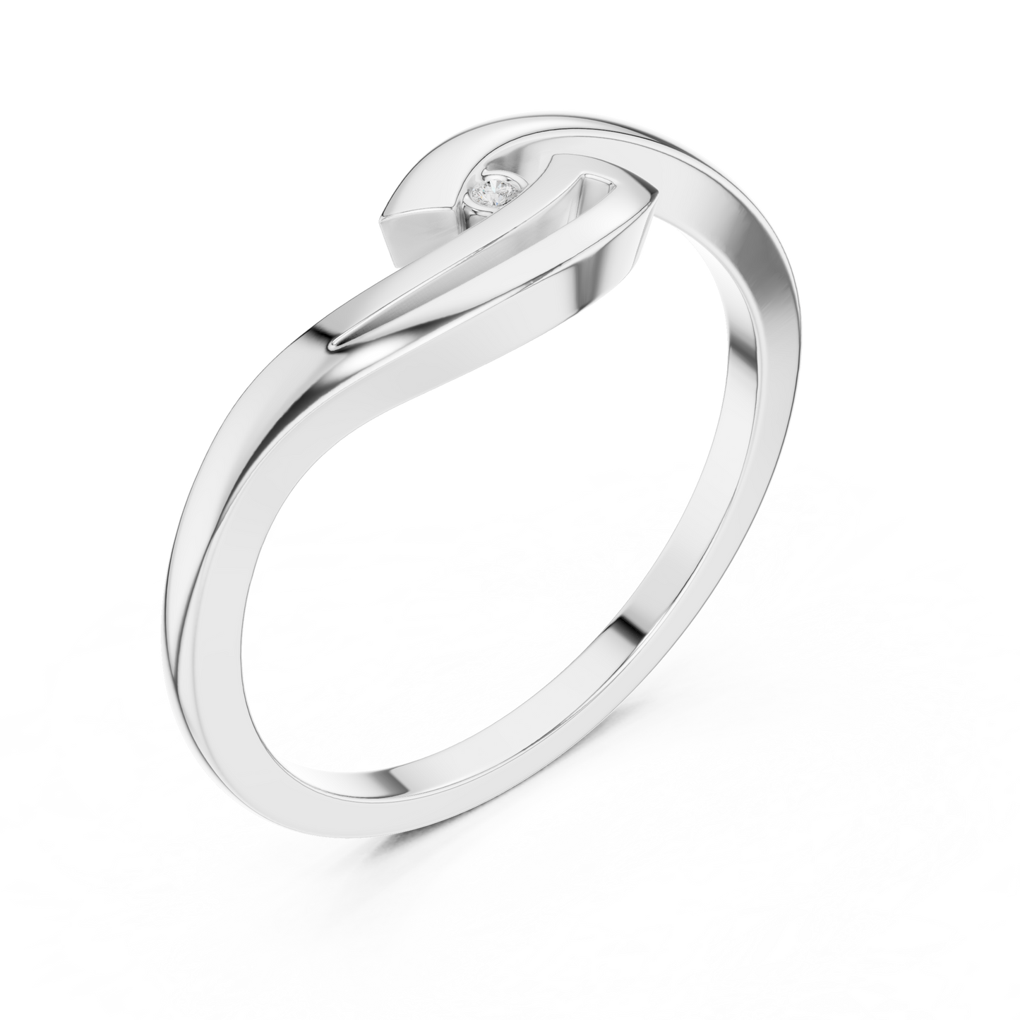 Abstract Bypass Diamond Ring | Modern Crossover Design