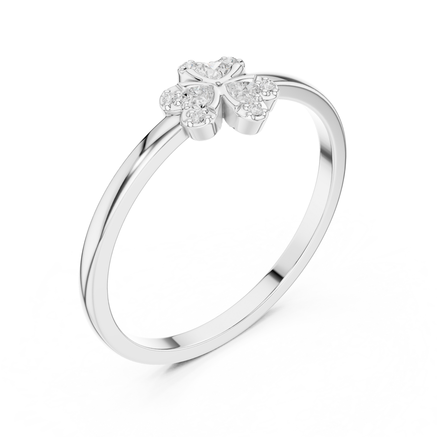 Three-Leaf Clover Heart Ring | Sterling Silver Lucky Ring