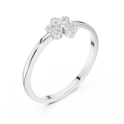 Three-Leaf Clover Heart Ring | Sterling Silver Lucky Ring