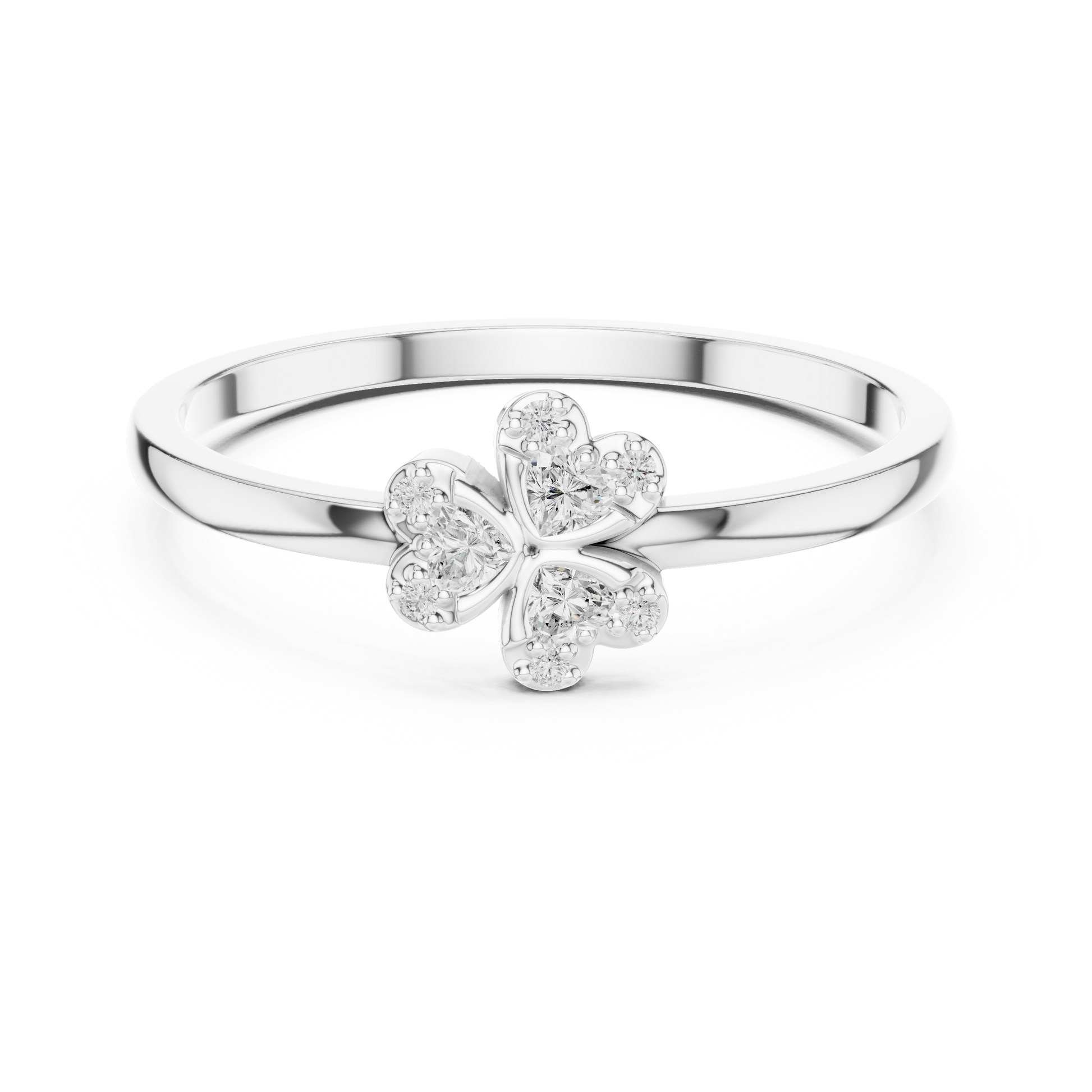 Sterling silver four-leaf clover ring with cubic zirconia

Lucky clover design silver ring for women

Four-leaf clover CZ ring in polished sterling silver