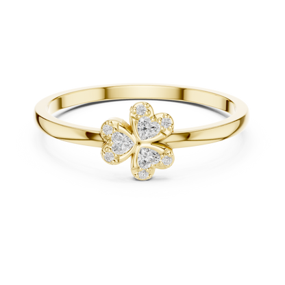 Three-Leaf Clover Heart Ring | Sterling Silver Lucky Ring