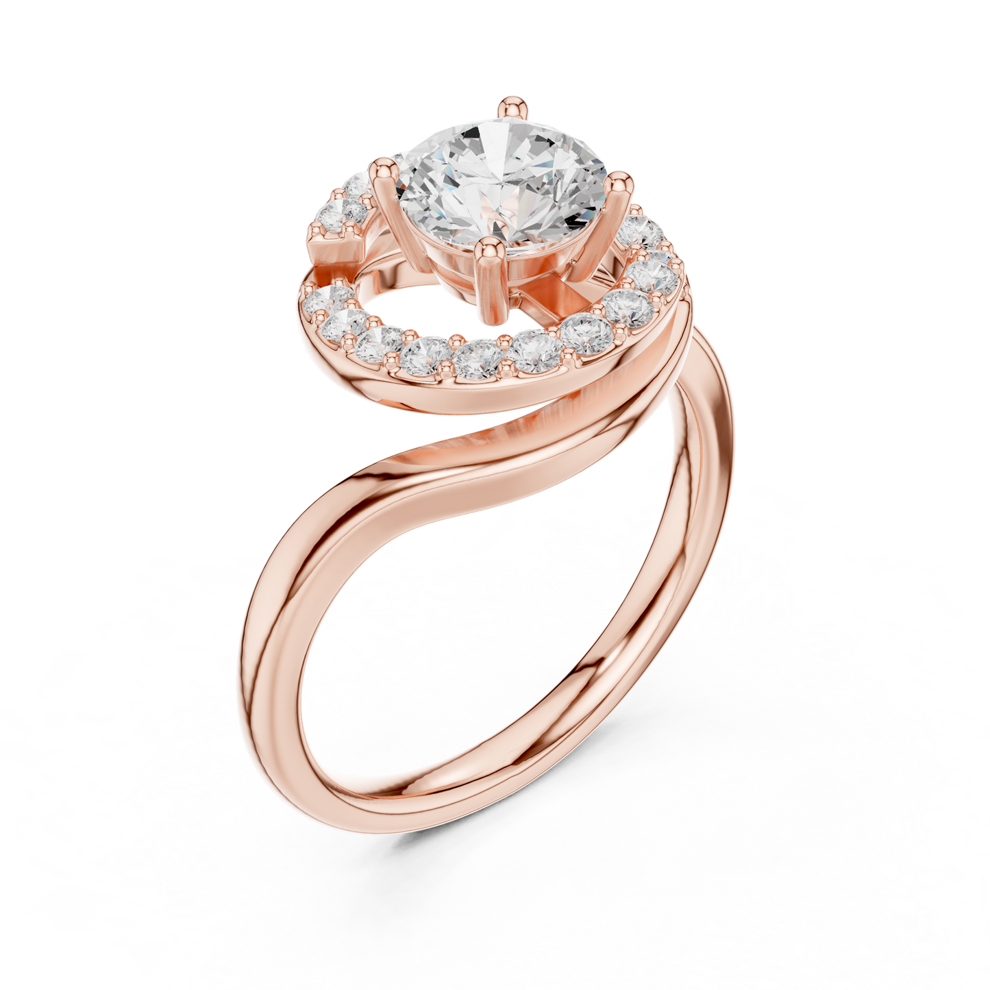 Hidden Halo Diamond Engagement Ring | Round Center in White Gold