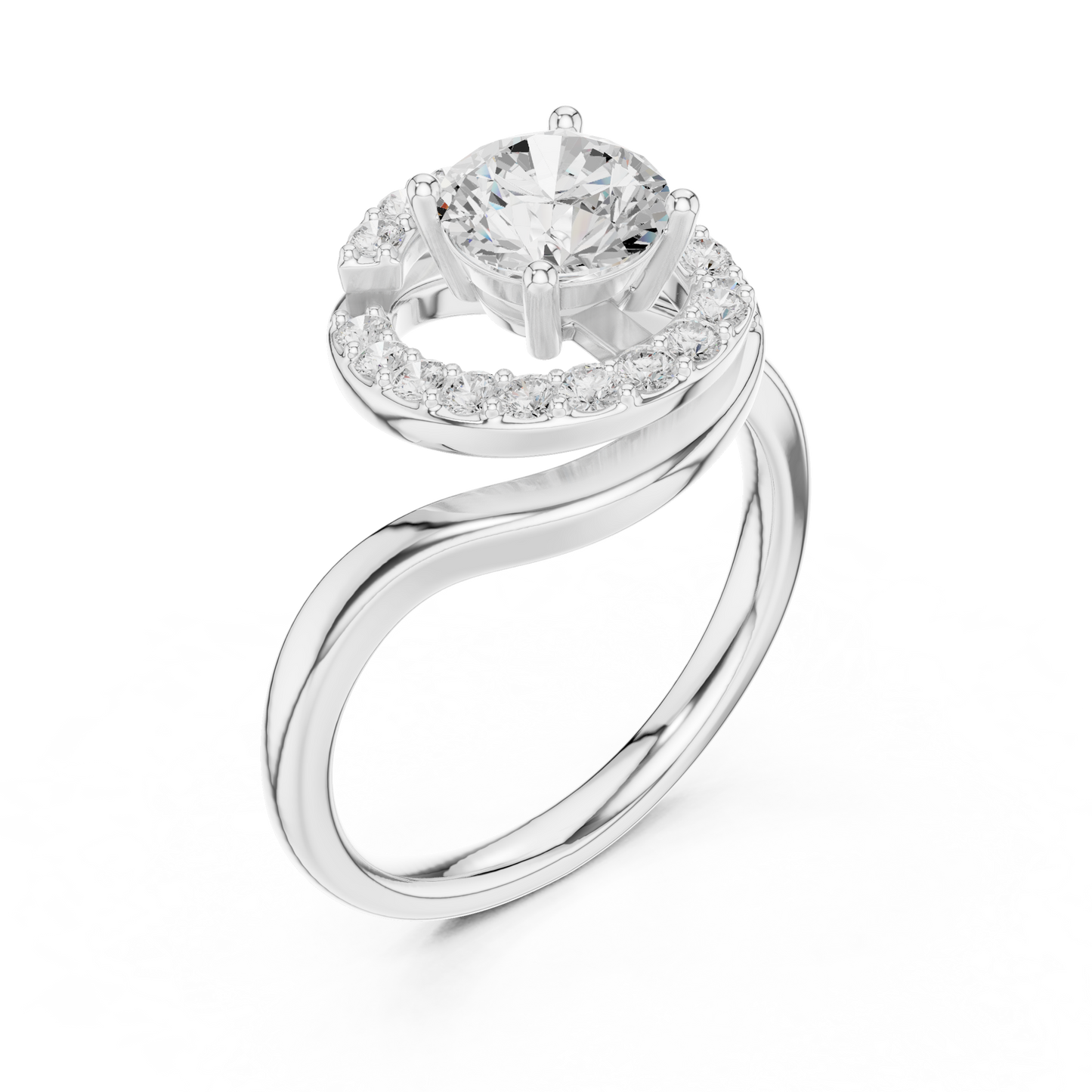 Hidden Halo Diamond Engagement Ring | Round Center in White Gold