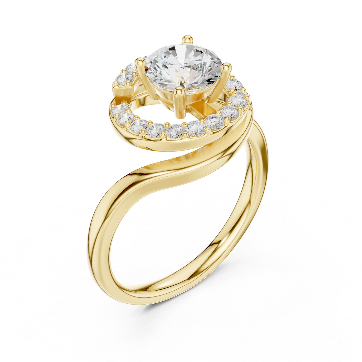 Hidden Halo Diamond Engagement Ring | Round Center in White Gold