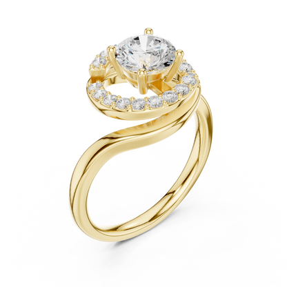 Hidden Halo Diamond Engagement Ring | Round Center in White Gold