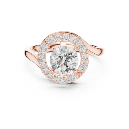 Hidden Halo Diamond Engagement Ring | Round Center in White Gold