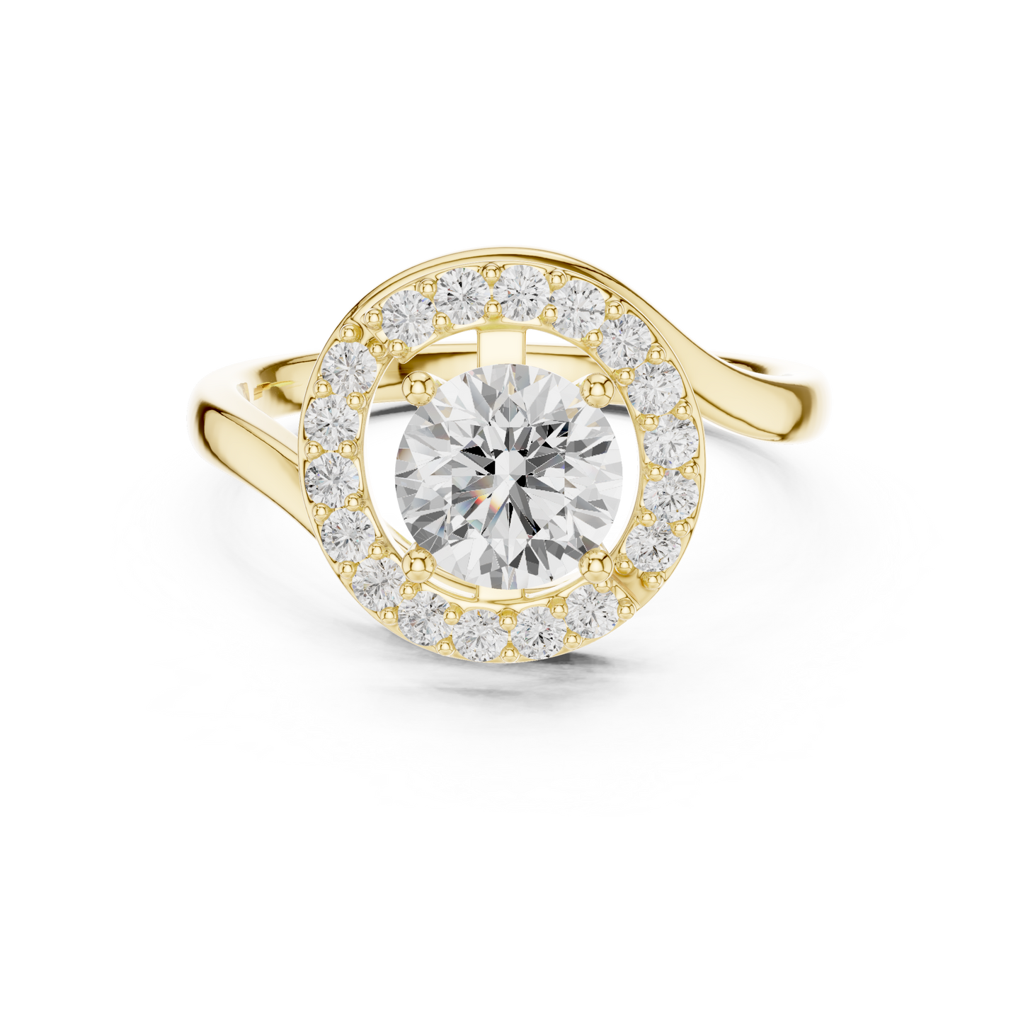 Hidden Halo Diamond Engagement Ring | Round Center in White Gold