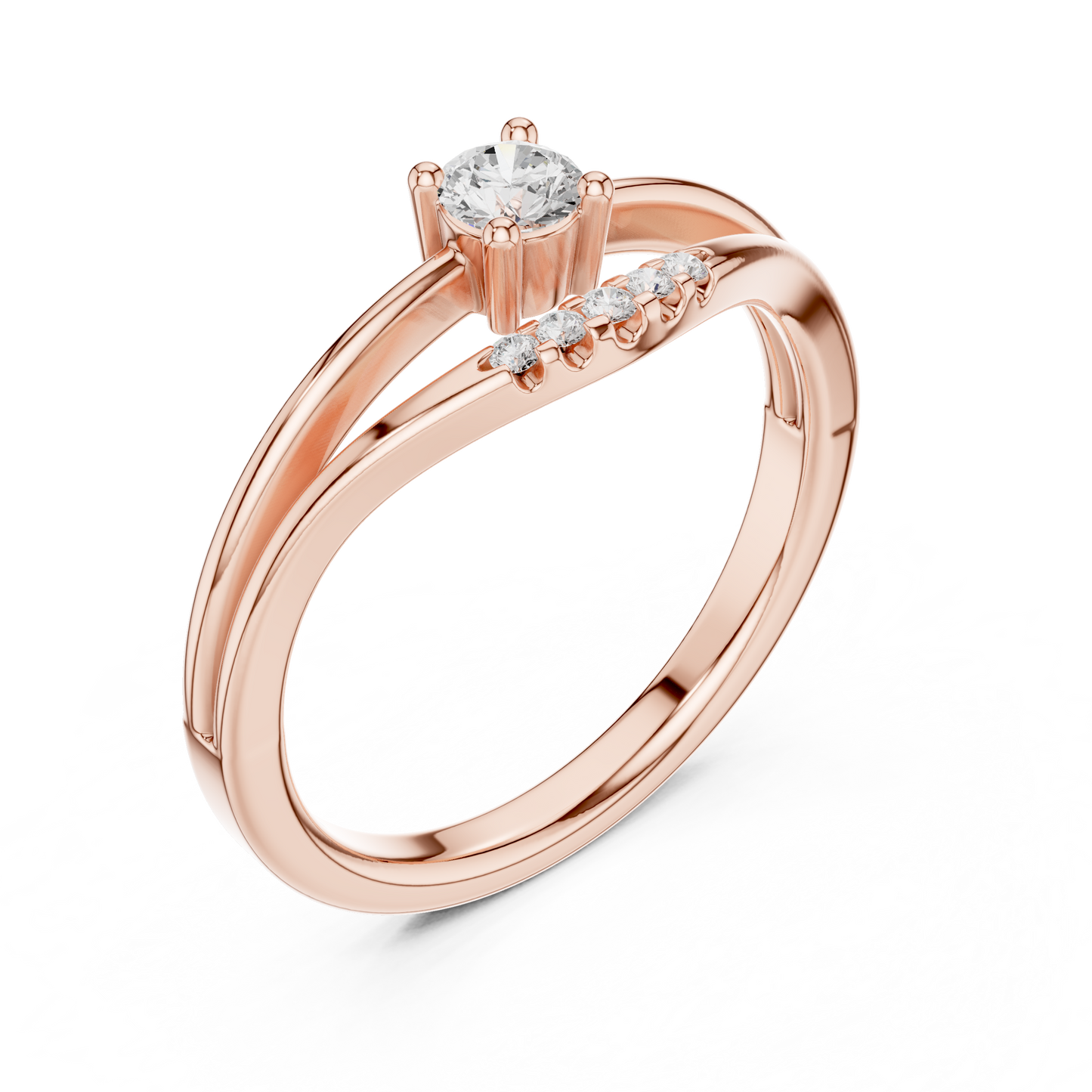 Split-Shank Diamond Engagement Ring | Four-Prong Center Setting