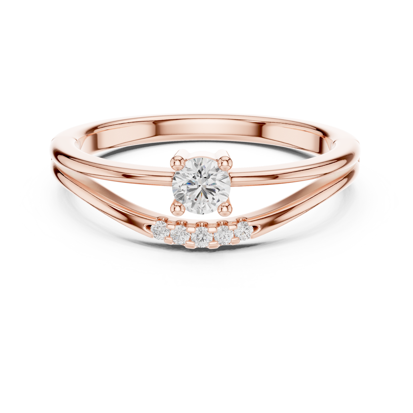 Split-Shank Diamond Engagement Ring | Four-Prong Center Setting