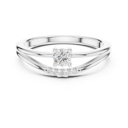 Split-shank engagement ring with four-prong center diamond

Diamond engagement ring featuring curved split-shank band with accent stones

White gold engagement ring with four-prong setting and pavé accents