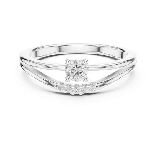 Split-shank engagement ring with four-prong center diamond

Diamond engagement ring featuring curved split-shank band with accent stones

White gold engagement ring with four-prong setting and pavé accents