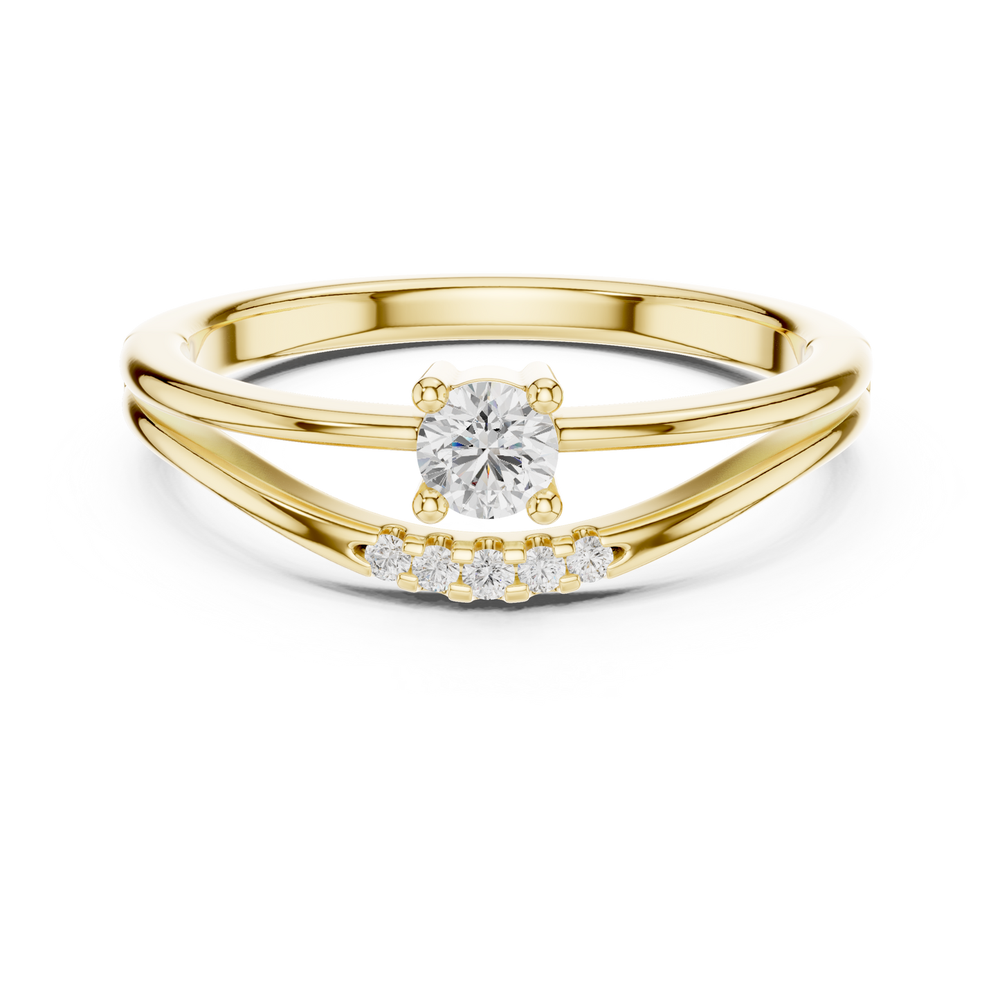 Split-Shank Diamond Engagement Ring | Four-Prong Center Setting