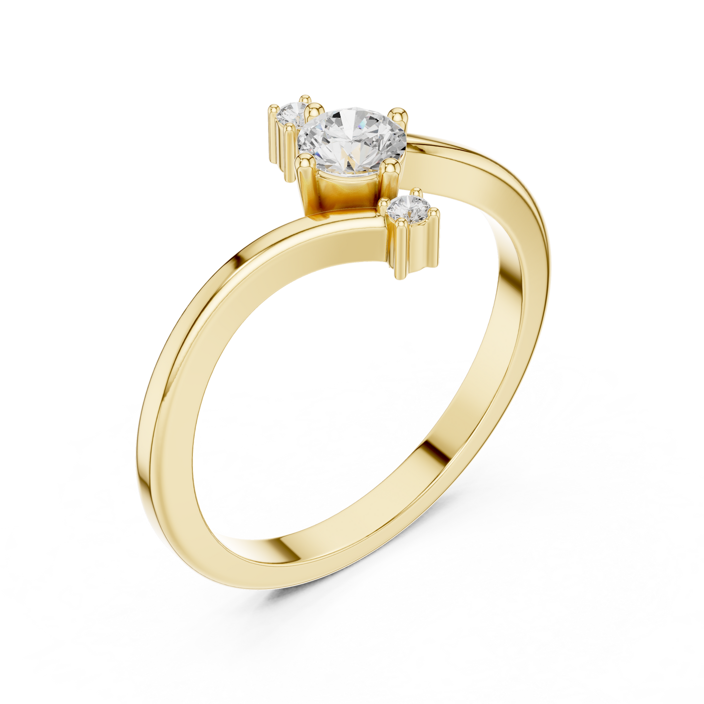 Bypass Three-Stone Diamond Ring | Modern Crossover Setting