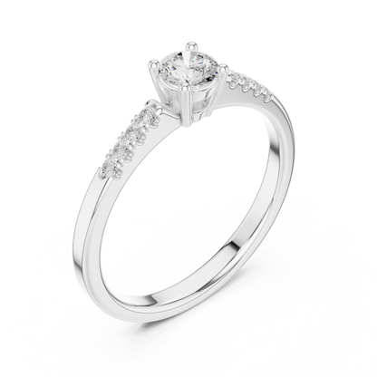 1-Carat Diamond Engagement Ring | White Gold with Pavé Side Stones